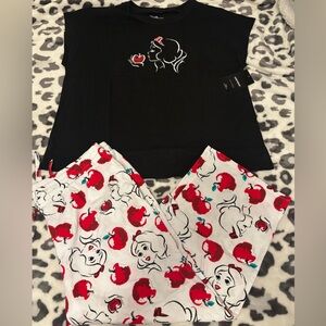 Snow White Sleepwear Disney Apparel Top and Crop Pant Medium